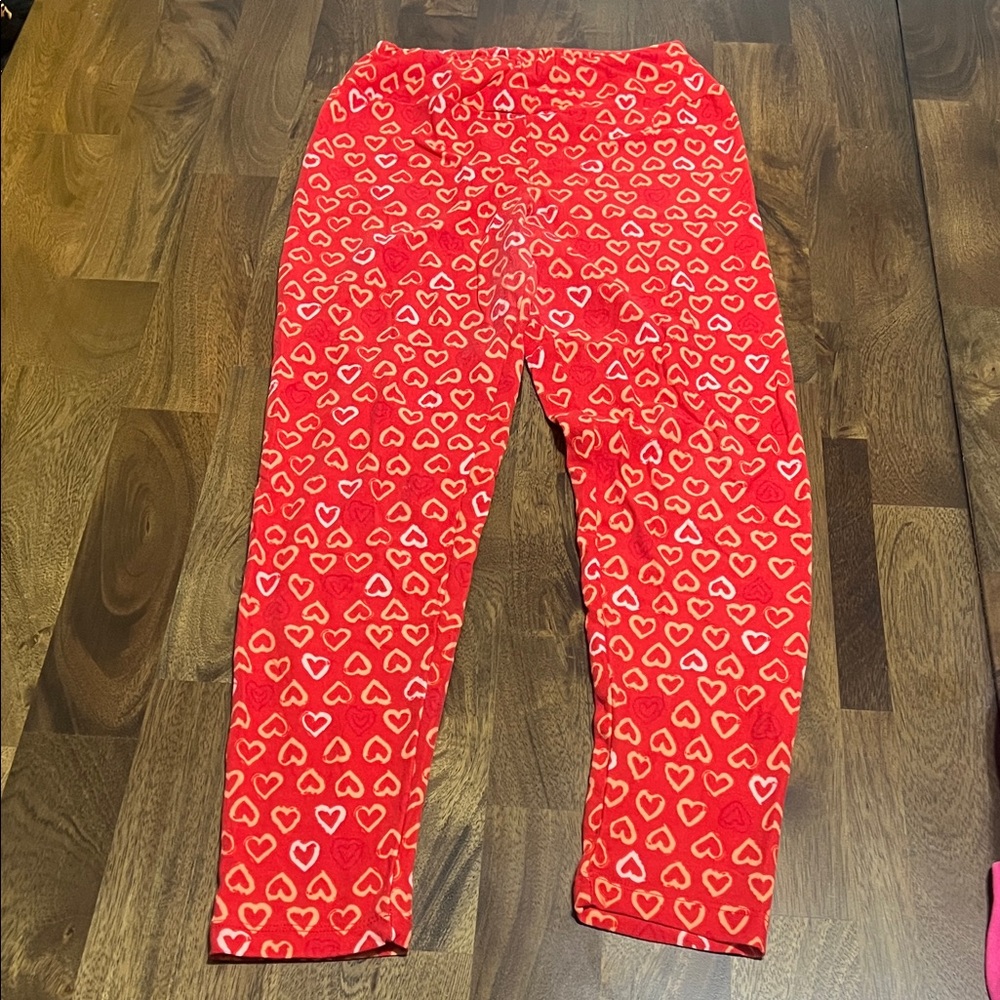 LuLaRoe Red Heart Print Leggings
